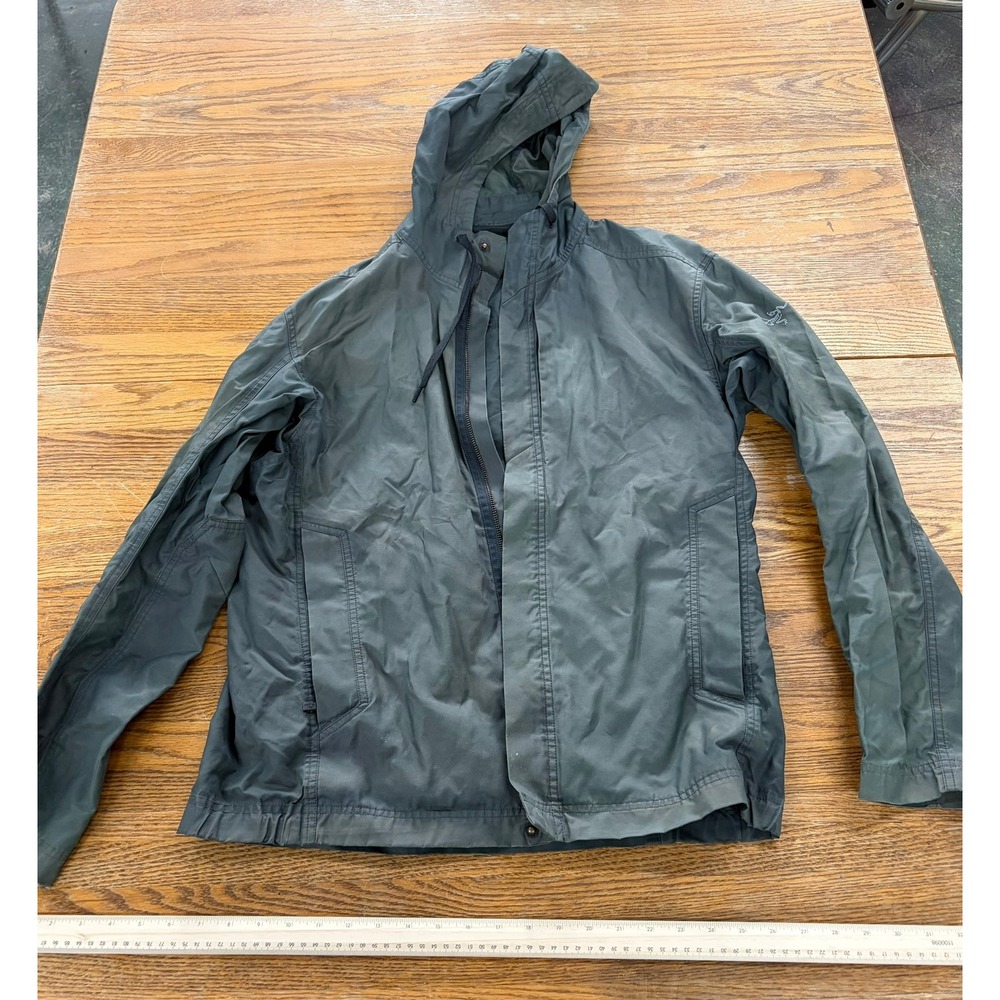 Arcteryx Mens Hooded Full Zip Jacket Charcoal Gray Lightweight Technical Coat